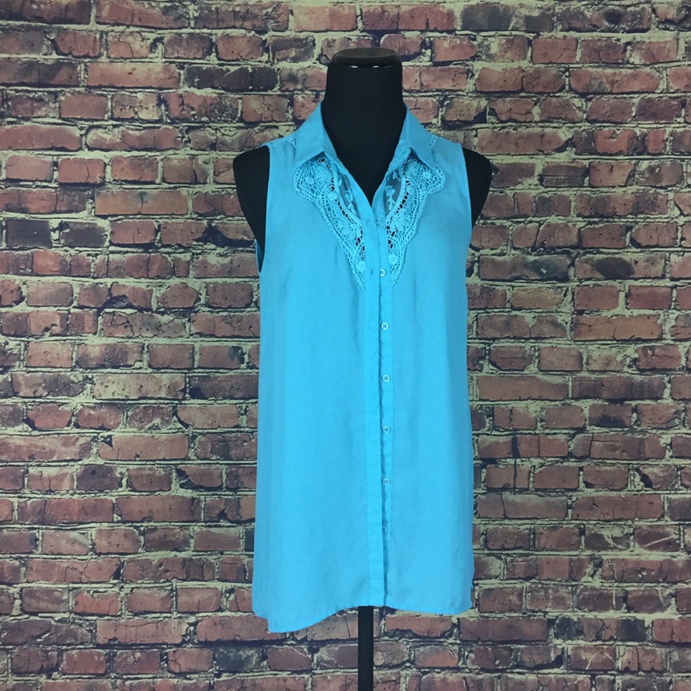 Antilia Femme Turquoise Sleeveless Blouse